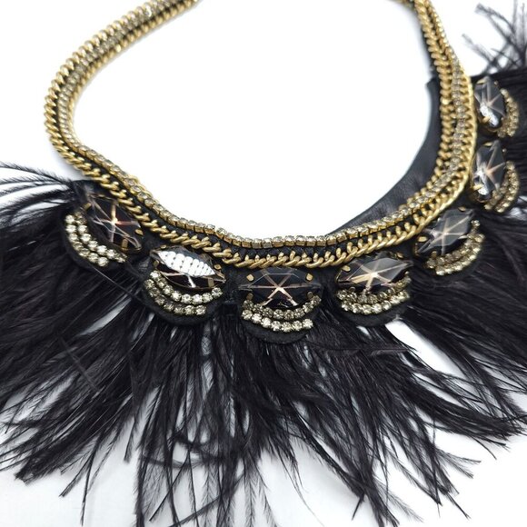 Stella and Dot Harper Feather Statement Necklace With Rhinestone Embellishments - Picture 6 of 9